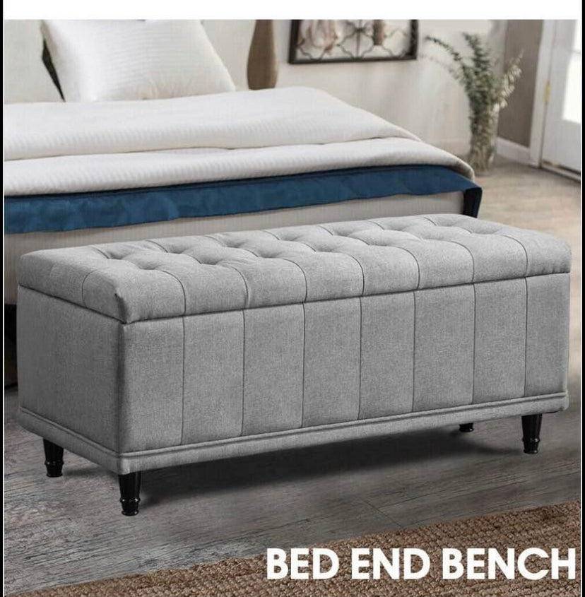 Levede Storage Ottoman Blanket Box Fabric Large Rest Chest Toy Foot Stool Grey