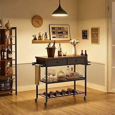 3-Tier Kitchen Storage Trolley with Drawers