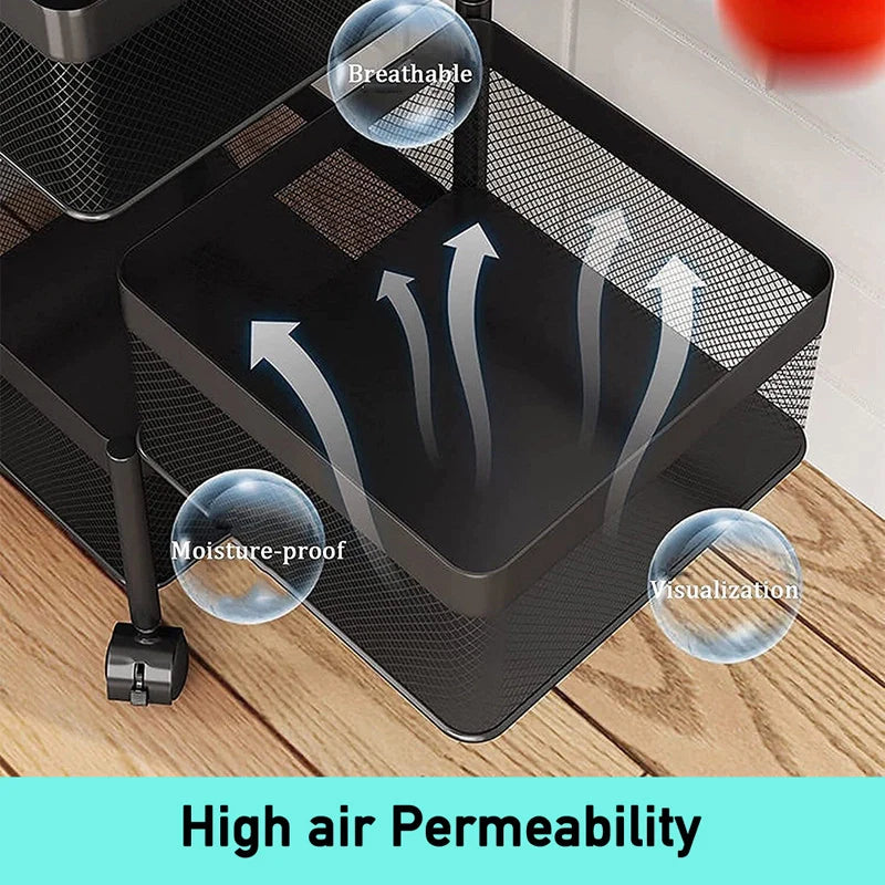 4-Tier Rotating Kitchen Storage Trolley