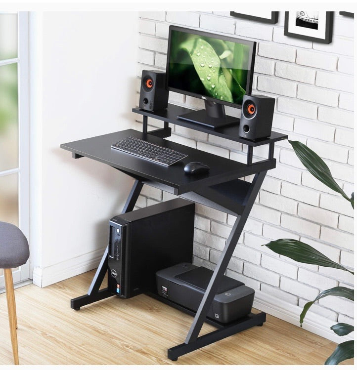 Computer Desk with Storage Shelf Modern Study Writing Table fit Working/Eating/Gaming for Small Spaces Black