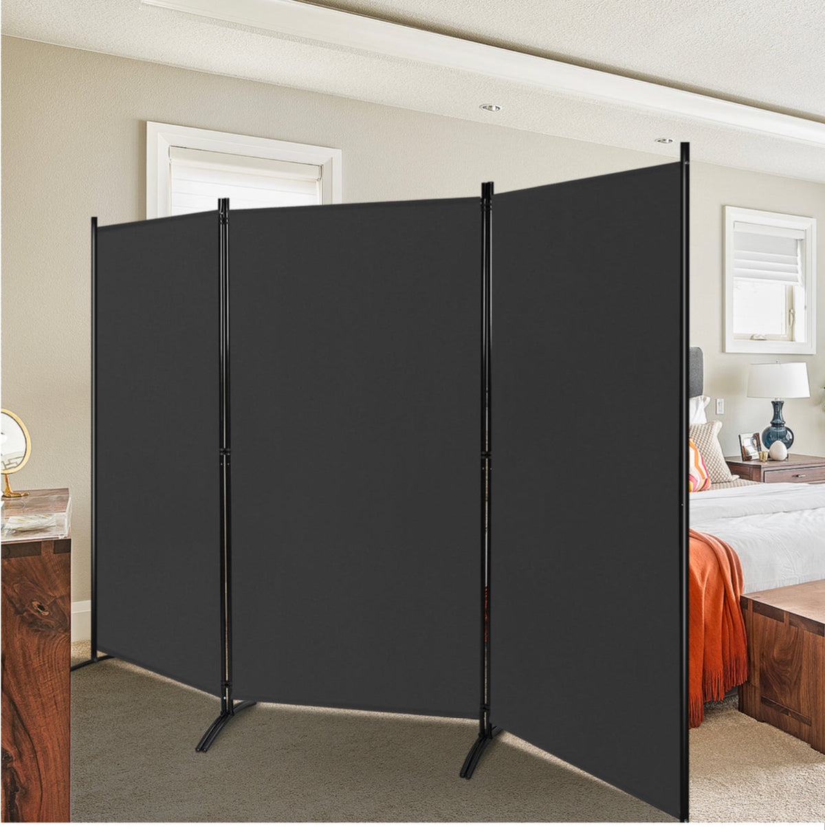 3-Panel Wood & Steel Folding Privacy Screen – 4 Colours