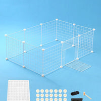 10-Panel Foldable Metal Dog Playpen – White
