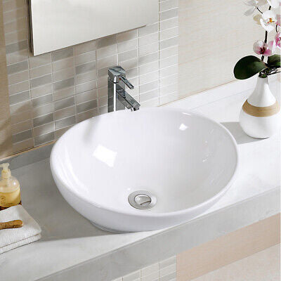 High-Gloss Oval Ceramic Countertop Basin – 41 cm