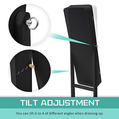 La Bella Black Full-Length Mirror Jewellery Cabinet with LED Light
