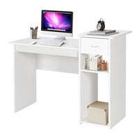 White Computer Desk with Storage Shelves