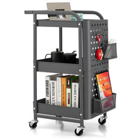 3-Tier Pegboard Rolling Storage Cart