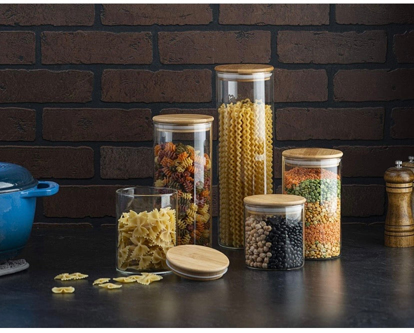 Glass Kitchen Canister Set of 5