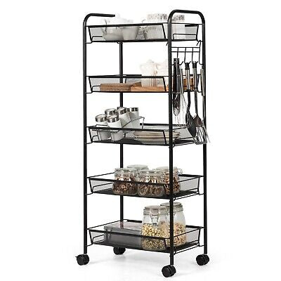 5-Basket Rolling Utility Storage Cart