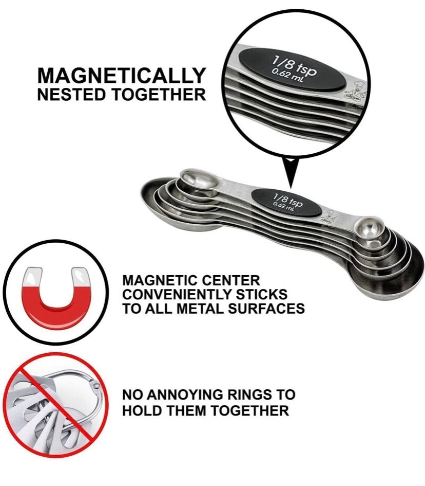 Magnetic Double-Ended Measuring Spoon Set – 6 Pieces