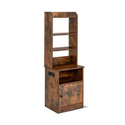 Nightstand Bedside End Side Table Bookshelf w/ Charging Station