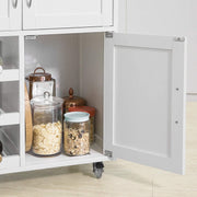 Kitchen Trolley with 2 Cupboards & 3-Bottle Wine Rack