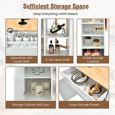 Drop-Leaf Rolling Kitchen Island with Cabinet & Drawer
