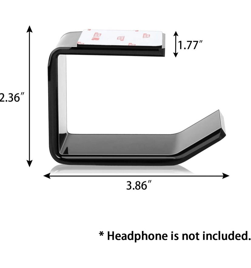 Acrylic Under-Desk Headphone Hanger – Black