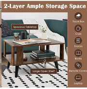 Mid-Century Coffee Table with Open Storage Shelf