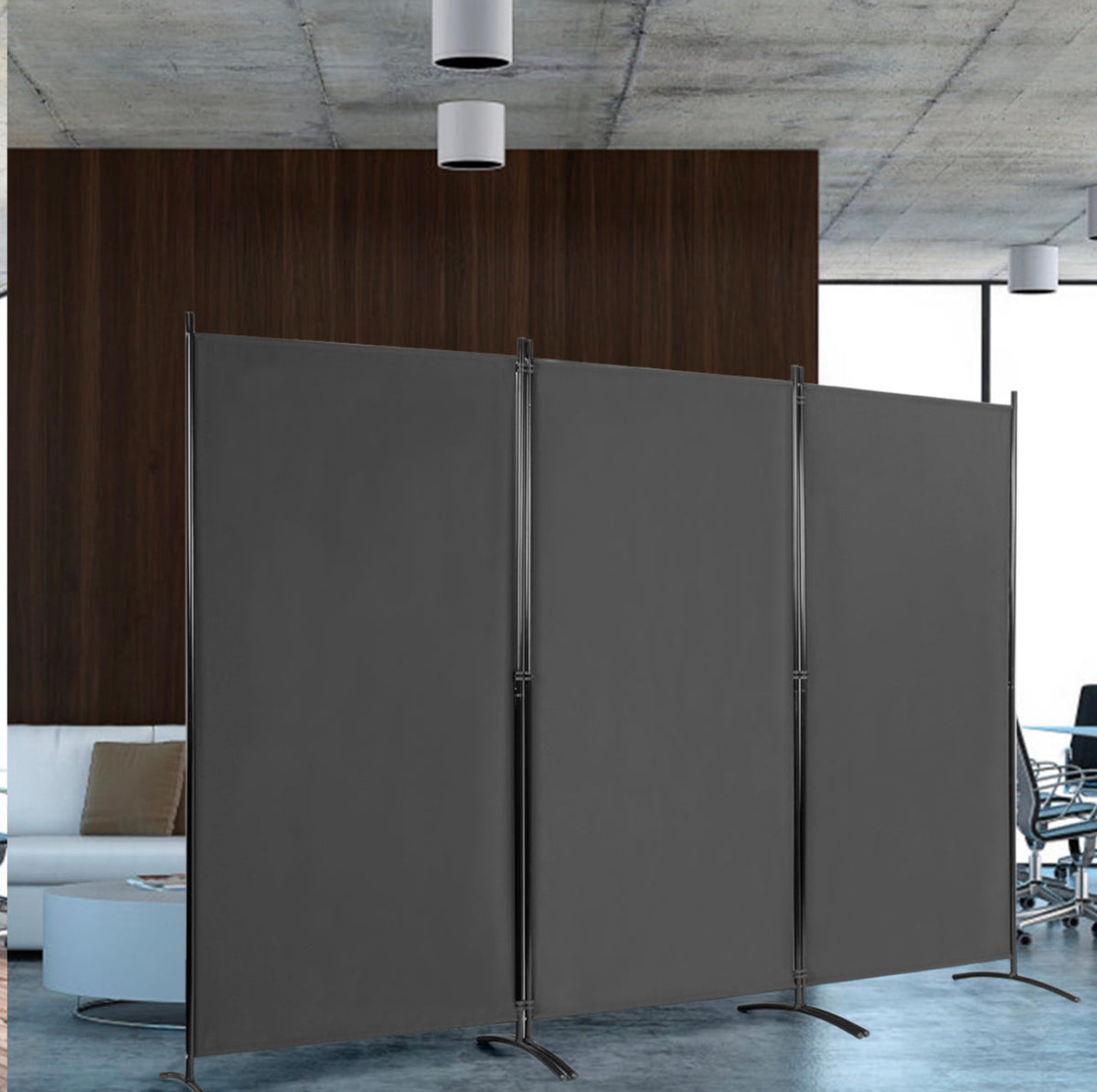 3-Panel Wood & Steel Folding Privacy Screen – 4 Colours