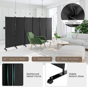334.5 × 172 cm 6-Panel Rolling Room Divider – 4 Colours