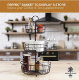 3 Tier Fruit Basket - Fresh Country Wire Basket by Regal Trunk & Co. | Three Tier Fruit Basket Stand for Storing & Organizing Vegetables, Eggs, and More | Fruit Basket for Counter or Hanging (3 Tier)