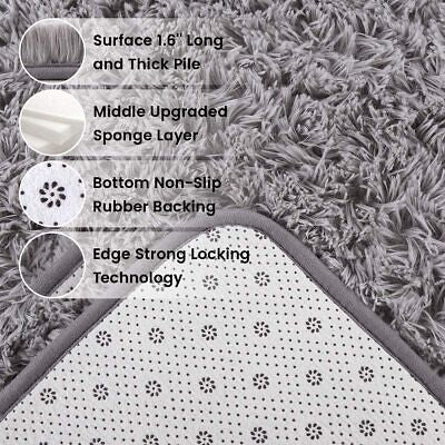 Large Fluffy Shag Area Rug for Living Rooms & Bedrooms