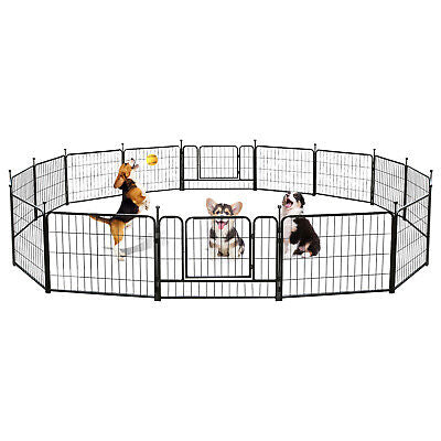 16-Panel 61cm Foldable Metal Dog Playpen with Door