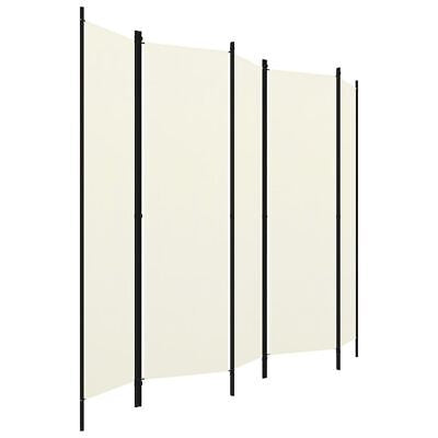 250 × 180 cm 5-Panel Cream Fabric Room Divider