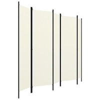 250 × 180 cm 5-Panel Cream Fabric Room Divider