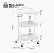 3-Tier Rolling Serving Cart with Tabletop