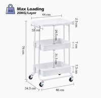 3-Tier Rolling Serving Cart with Tabletop