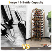 45-Bottle Arched Gold Steel Wine Rack with Latching Door