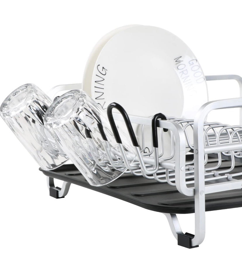 Kingrack Dish Rack, Aluminum Dish Drainer, Dish Drying Rack with Removable Drip Tray
