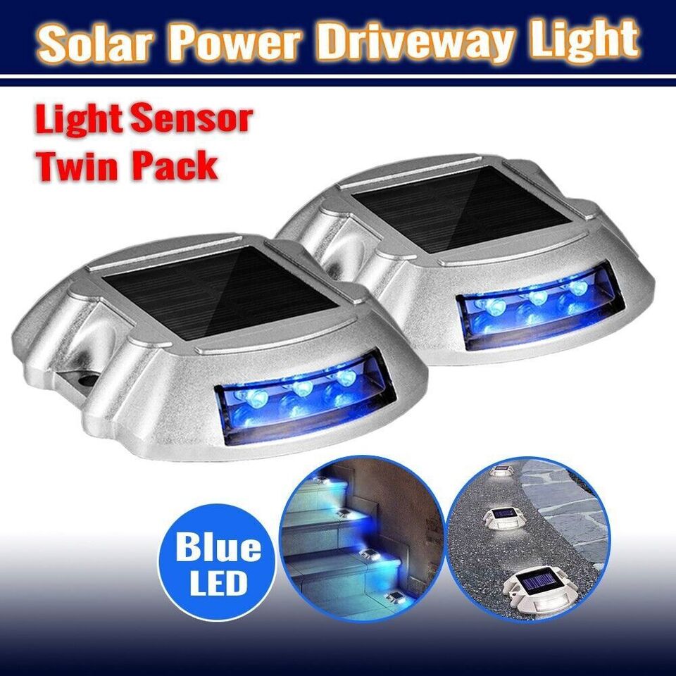 Blue LED Solar Pathway & Deck Marker Lights – 2 Pack
