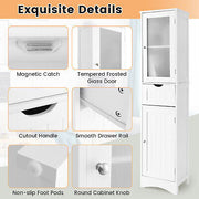 Bathroom Cabinets 5-Tier Tall Slim Storage Cabinet Cupboard Drawer 170CM