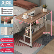 Foldable Height-Adjustable Overbed Laptop Table with Wheels