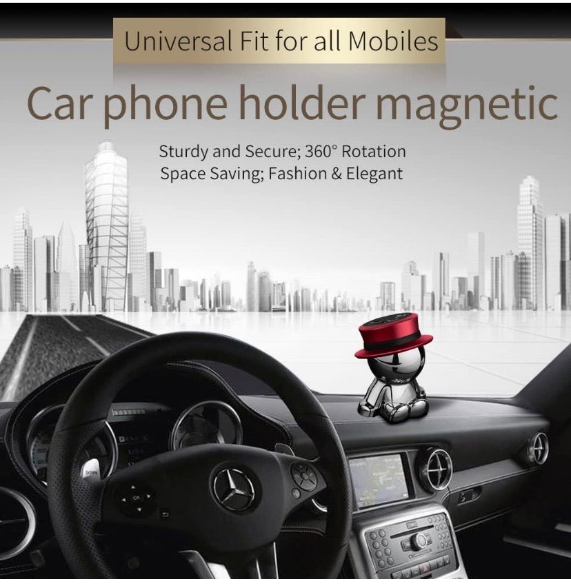 360° Magnetic Phone Mount for Car or Desk – Red