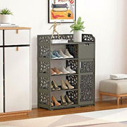 Wood-Plastic Shoe Cabinet with Drawer & Boot Compartment – 2 Colours