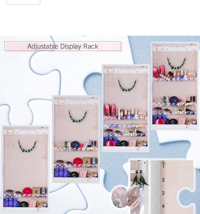 LUXFURNI Slim Wall or Door Mirror Jewellery Cabinet