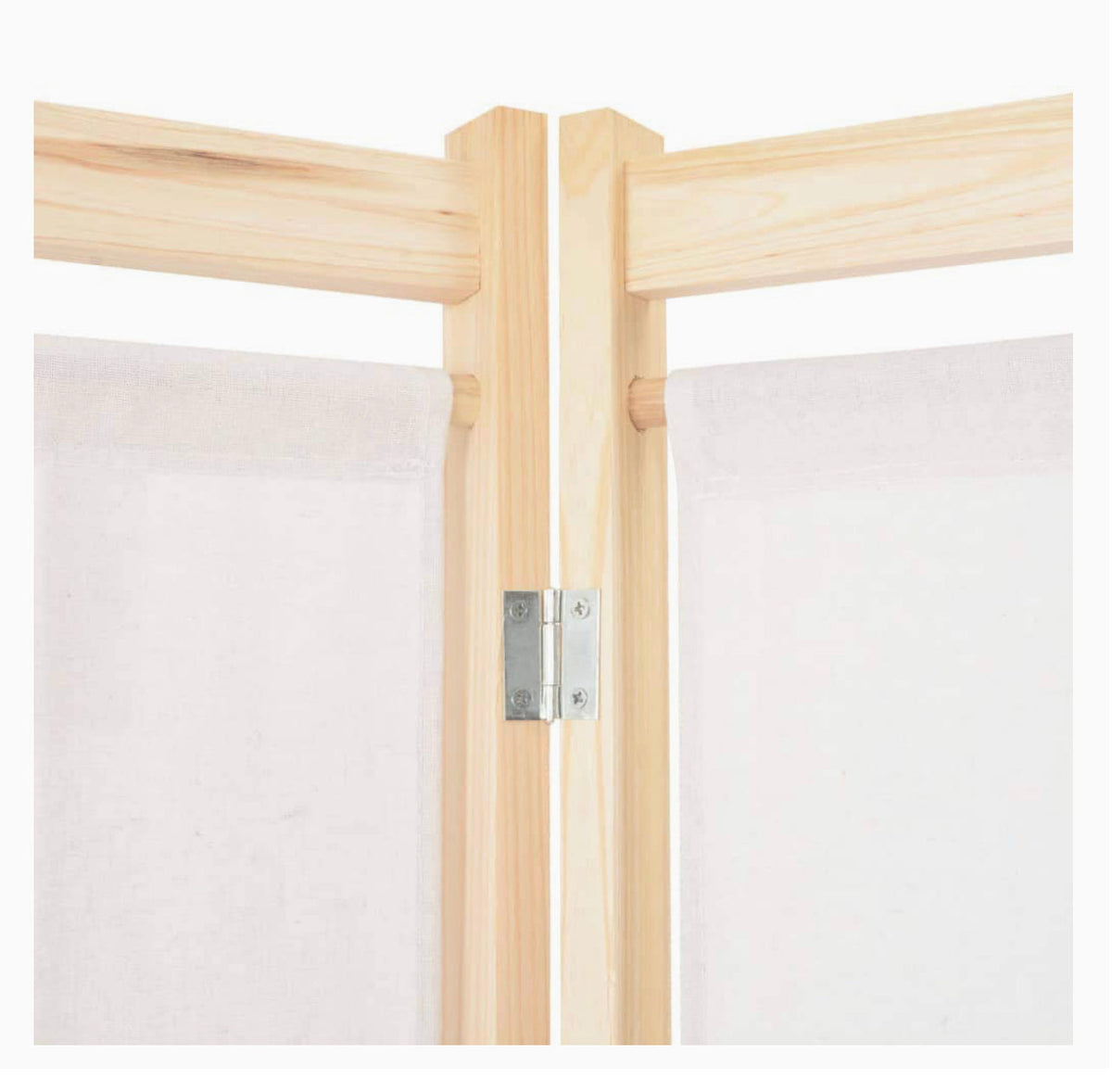 160 × 170 cm 4-Panel Cream Room Divider with 6 Storage Pockets