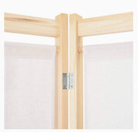 160 × 170 cm 4-Panel Cream Room Divider with 6 Storage Pockets