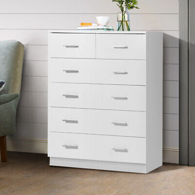 White 6-Drawer Tallboy Chest