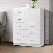 White 6-Drawer Tallboy Chest