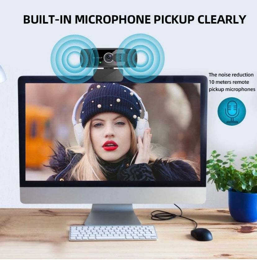 Sherry 1080p USB Webcam with Microphone, Privacy Cover & Tripod