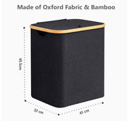 62L Collapsible Laundry Hamper with Lid & Removable Liner – Black