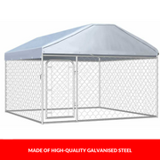 2 × 2 m Galvanised-Steel Dog Kennel Run with Roof