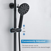 9-Inch Black Twin Shower Rail Set with Two Hoses