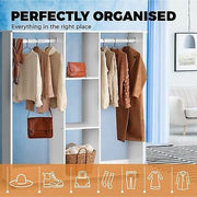 Portable Double Wardrobe Storage Shelves Organizer Clothes Rack Hanger