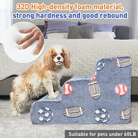 Extra-Wide Glow-in-the-Dark 3-Step Foam Pet Stairs – 60 × 40 × 40 cm
