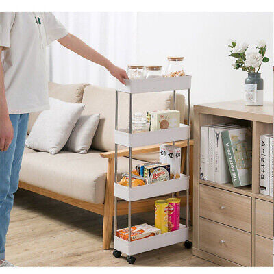 4-Tier Slim Rolling Storage Trolley