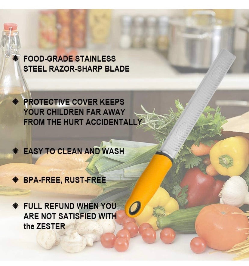 Stainless-Steel Fine Grater & Zester with Cover and Brush