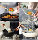 Silicone Kitchen Utensil Set, Cooking Spatulas Soup Ladle Slotted Spoon Turner Pasta Server Basting Brush Tongs Whisk Wooden Handle Heat Resistant Cookware Non-Stick Kitchen Gadgets Tools 12 Pcs