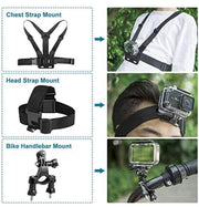Accessories for GoPro Hero 7 Black / 6/5 Action Camcorder Camera Accessories Mounts Waterproof Housing Case Chest Head Strap Bike Car Backpack Clip Mount for Go Pro Hero7 Hero6 Hero5