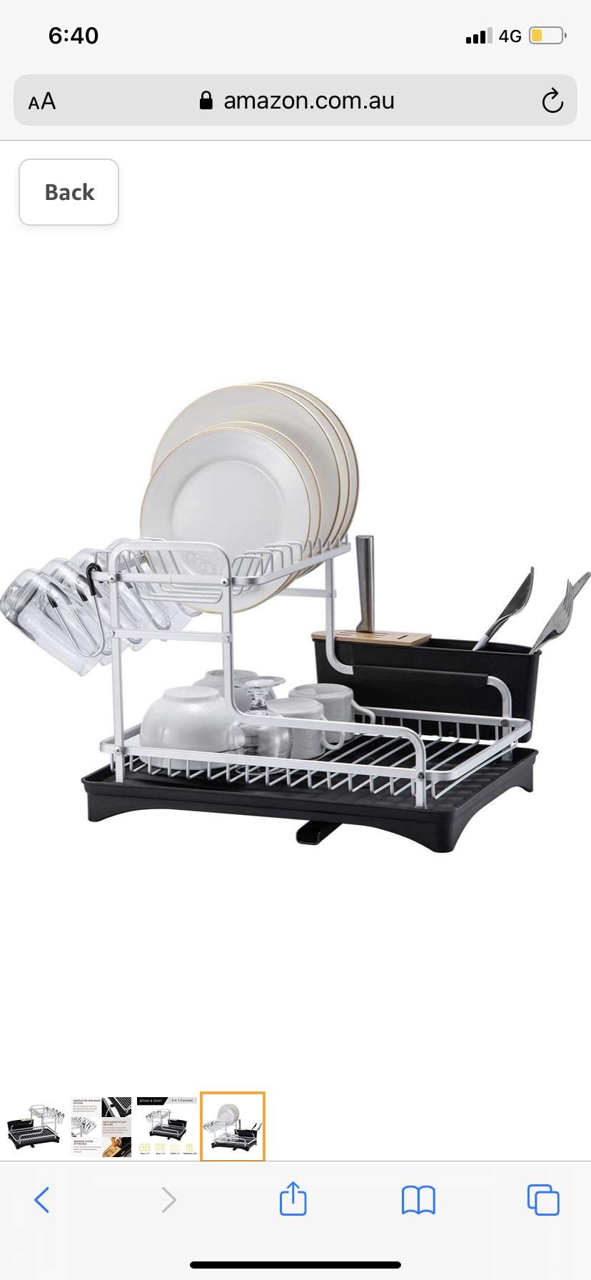Aluminum Dish Drying Rack 2 Tire,Never Rust Dish Drainer with Removable Cutlery Holder & Cup Holder